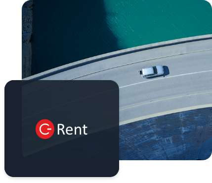 Image of Car on bridge with C-Rent Logo