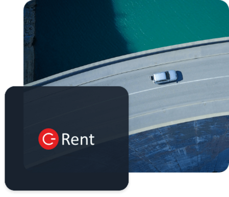 Image of Car on bridge with C-Rent Logo